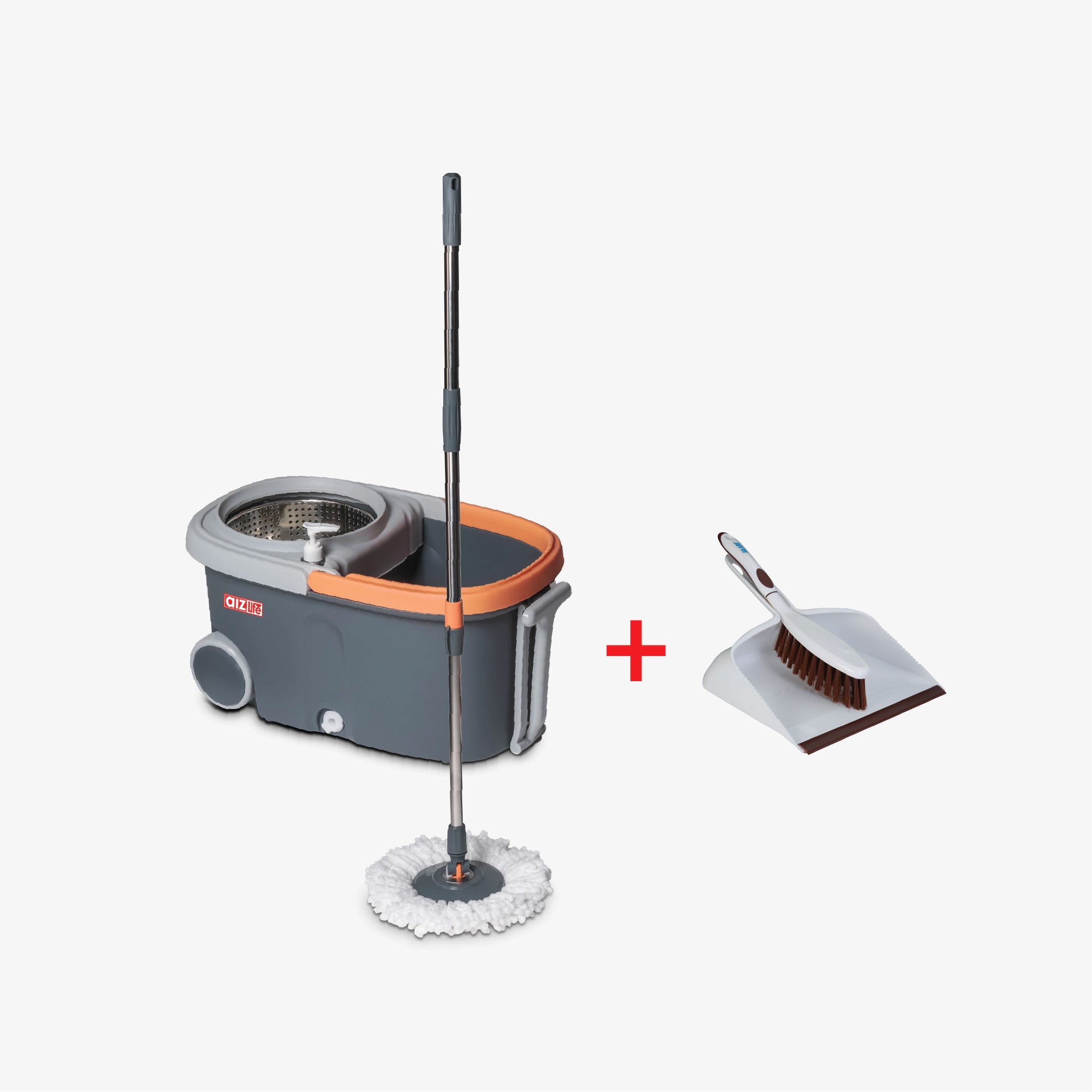 AizLife Spin Mop 360° Rotation with Stainless Steel Basket and Free Cleaning Brush Set - AL1500SP - Sanford India