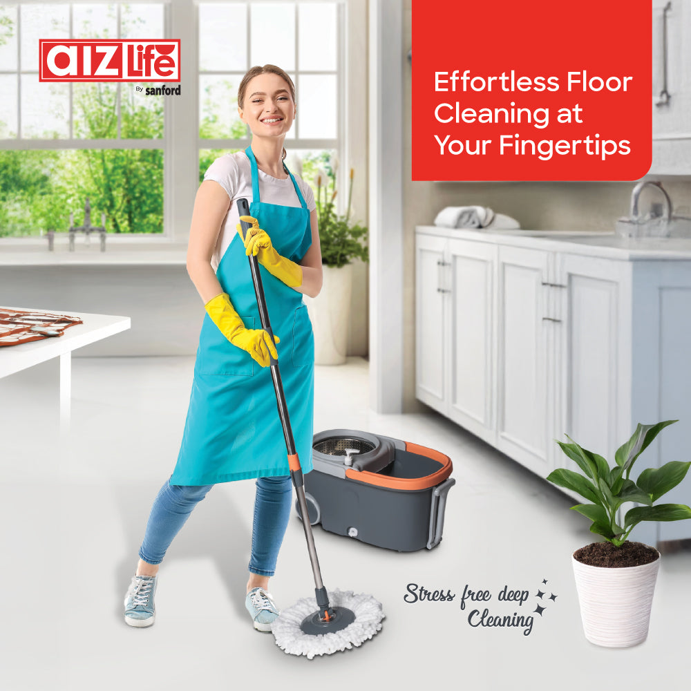 AizLife Spin Mop with 360° Rotation and Stainless Steel Basket | AL1500SP - Sanford India