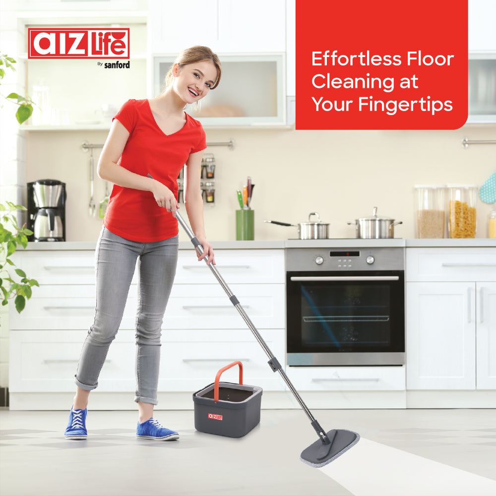 AizLife 2.6L Square Head Spin Mop with Dual Tank and Microfiber Pads | AL1501SP - Sanford India