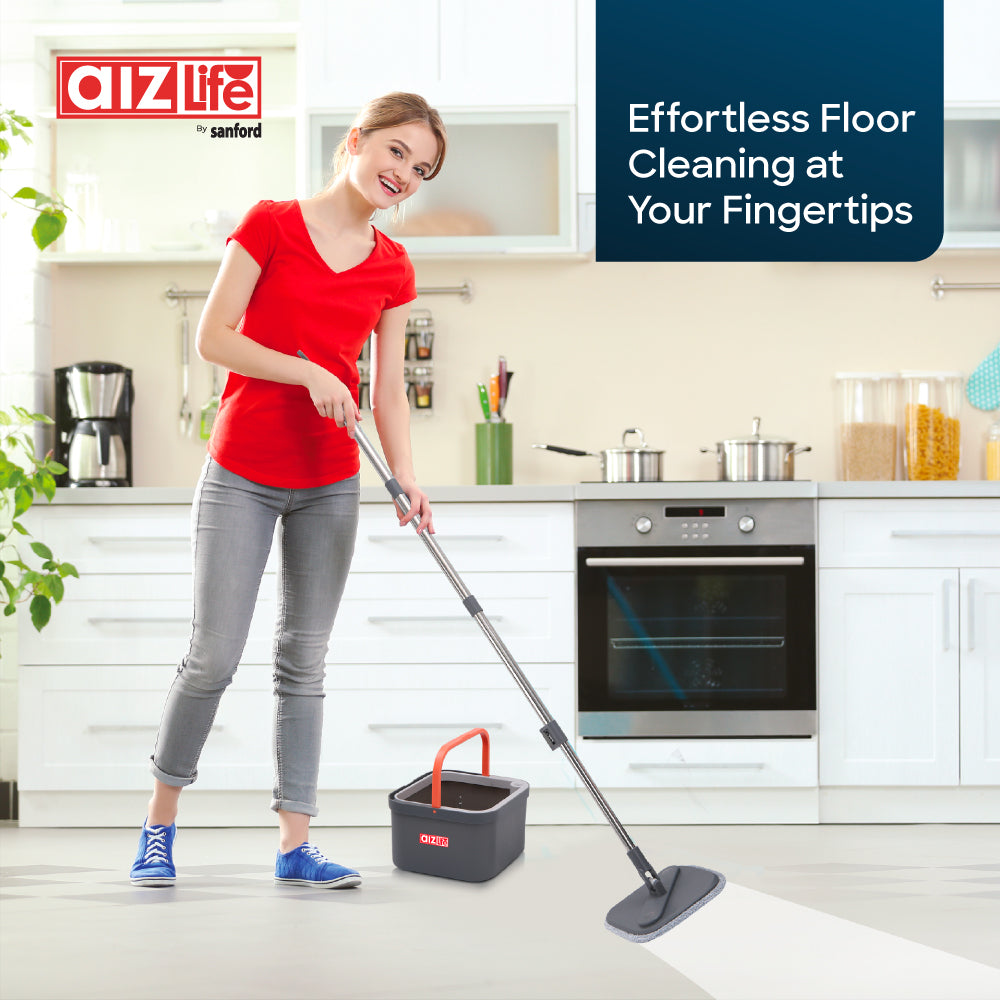 AizLife Spin Mop Square Head and Spray Mop Combo for Easy Daily Home Floor Cleaning Tasks - Sanford India