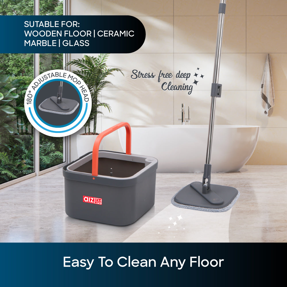 AizLife Spin Mop Square Head and Spray Mop Combo for Easy Daily Home Floor Cleaning Tasks - Sanford India