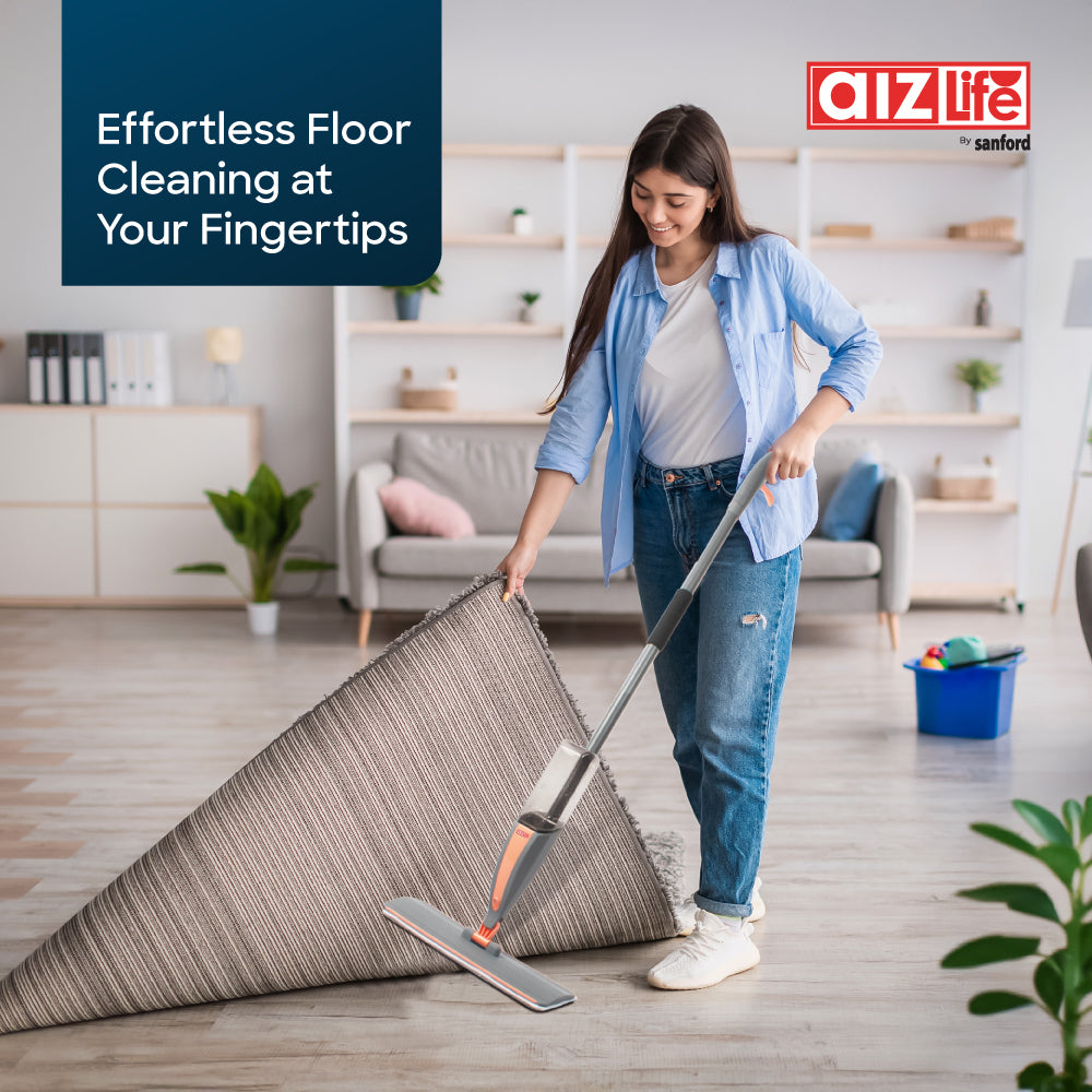 AizLife Spin Mop Square Head and Spray Mop Combo for Easy Daily Home Floor Cleaning Tasks - Sanford India