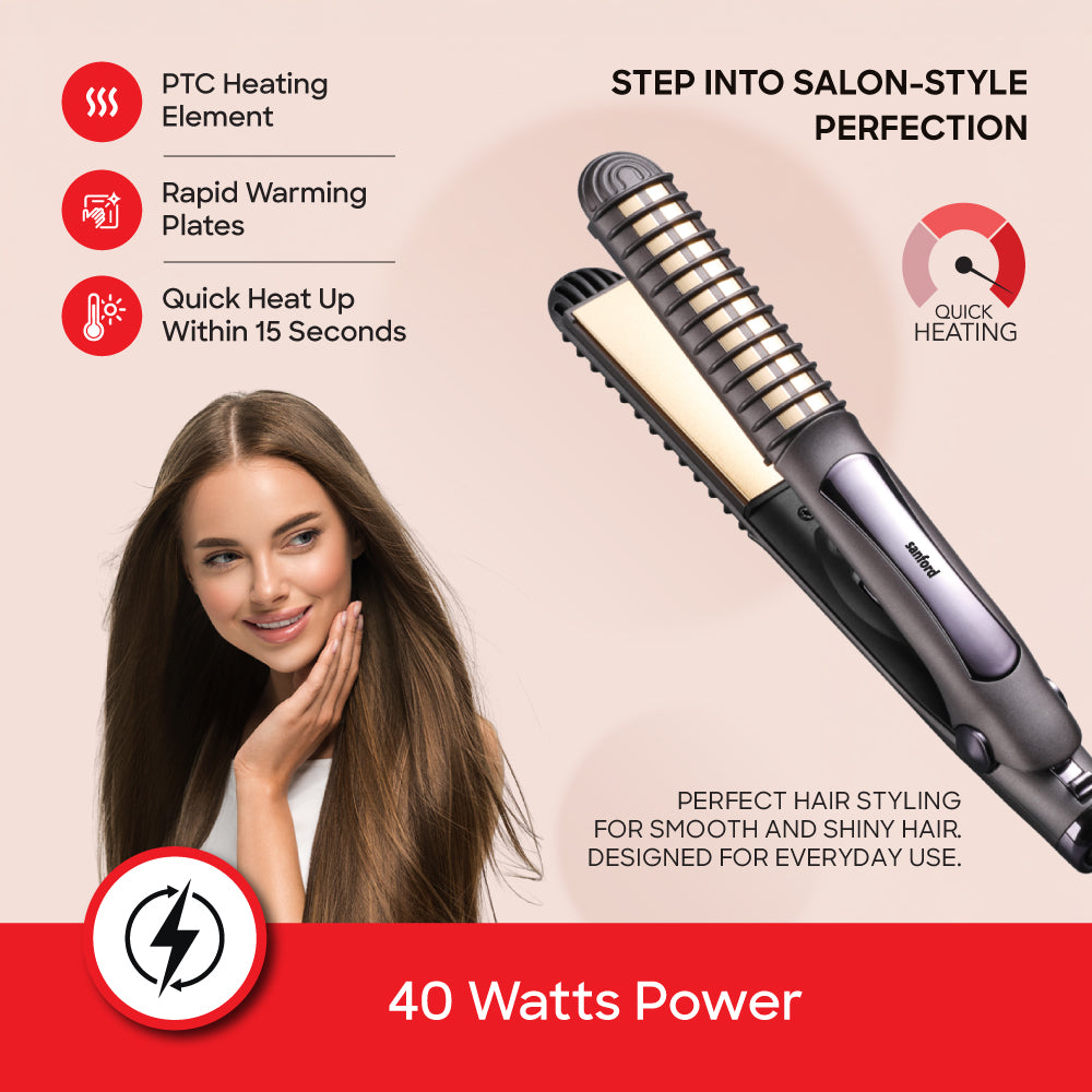 Sanford 40W Hair Straightener with Ceramic Plates and Built-In Comb | SF1005HST - Sanford India