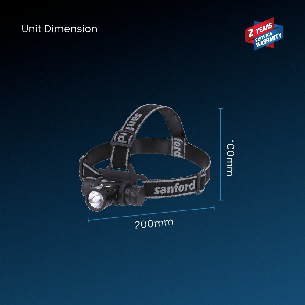 Sanford LED Flashlight Headlamp Rechargeable Long-Range 800m With 3 Lighting Modes – SF1051HL - Sanford India
