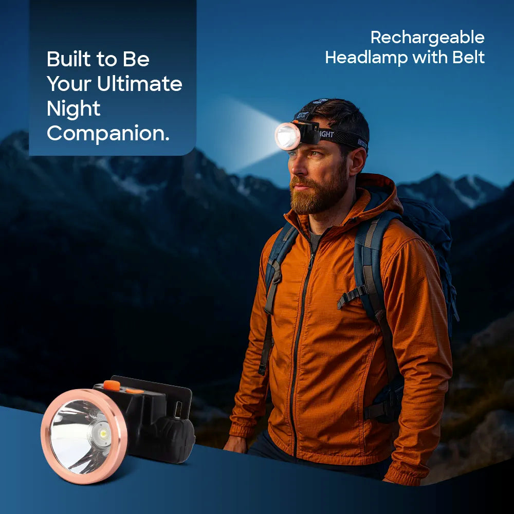 Sanford Rechargeable 3W LED Head Lamp – headlamp worn with adjustable belt for outdoor use