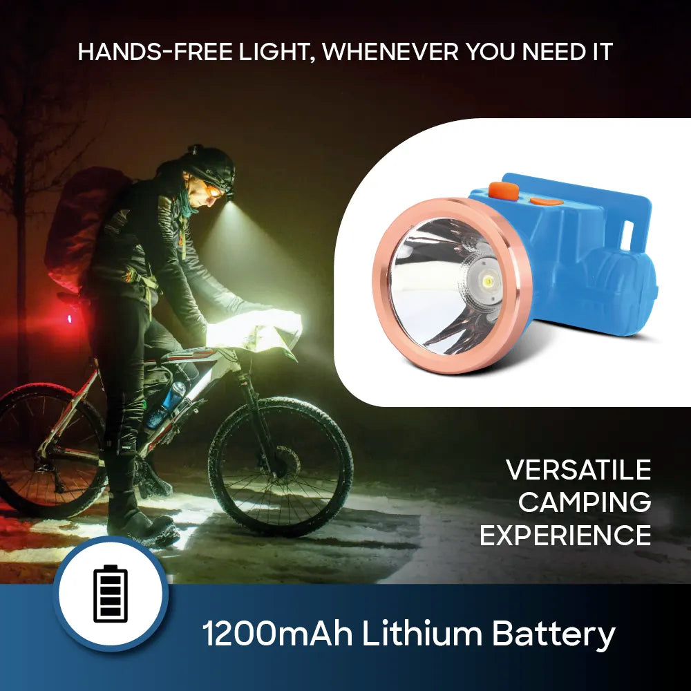 Sanford Rechargeable 3W LED Head Lamp – hands-free lighting for cycling and outdoor activities with 1200mAh lithium battery