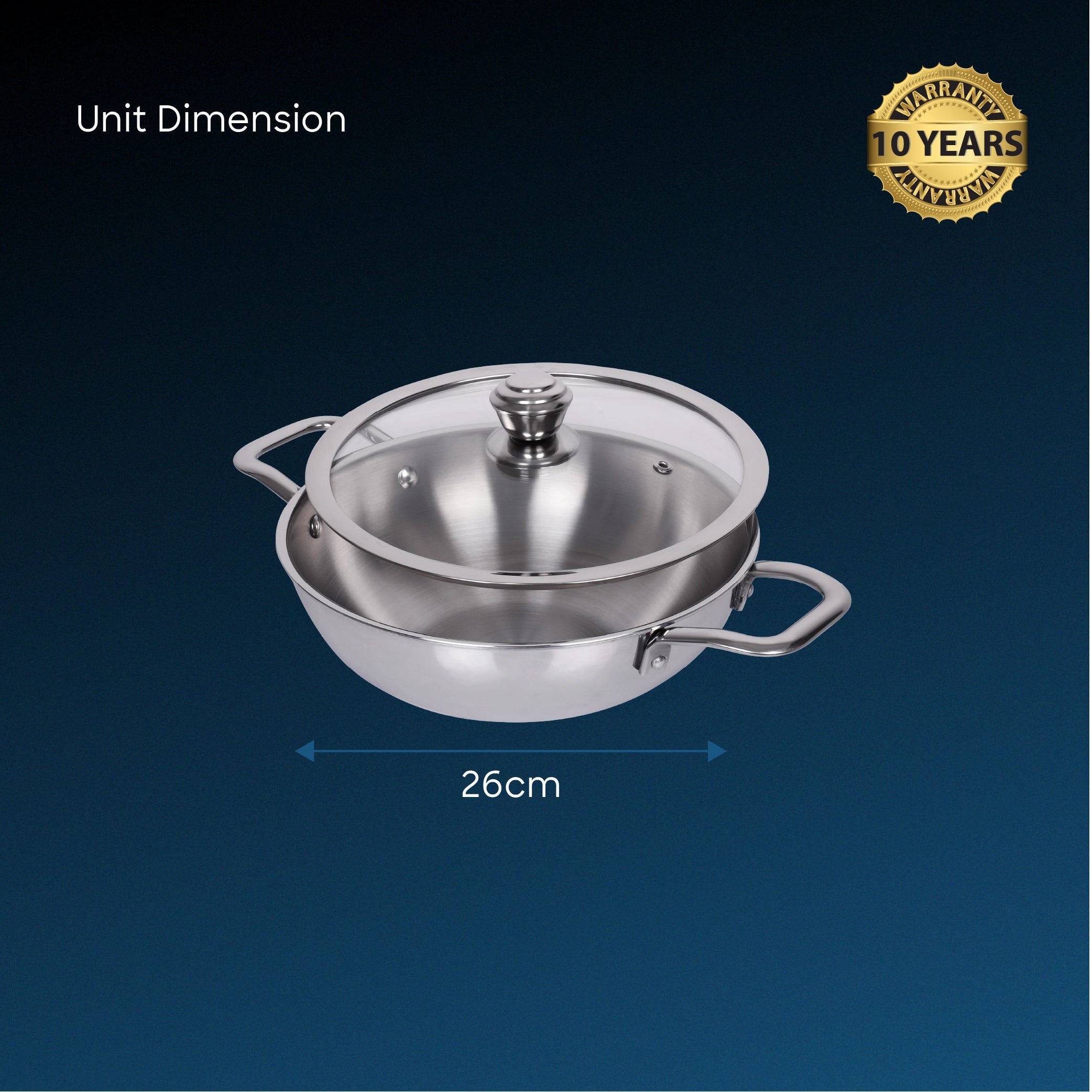 tri ply stainless steel kadai lid 26cm induction compatible sanford 7