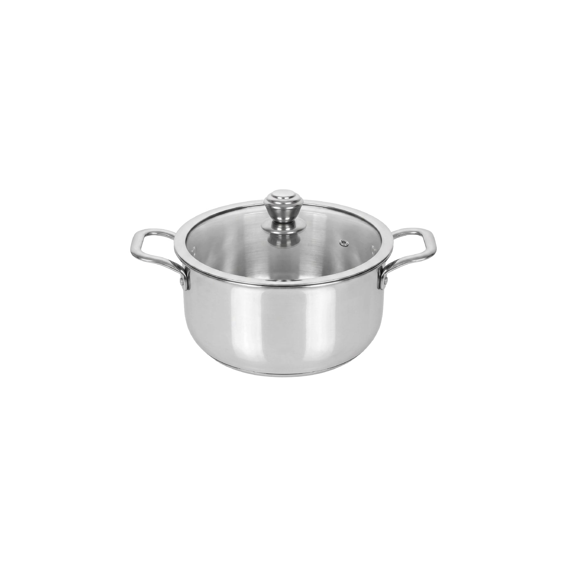 Sanford SF15212SP 22cm Tri-ply Stainless Steel SaucePot with lid – front view on white background