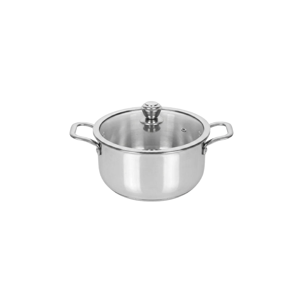 Sanford SF15212SP 22cm Tri-ply Stainless Steel SaucePot with lid – front view on white background