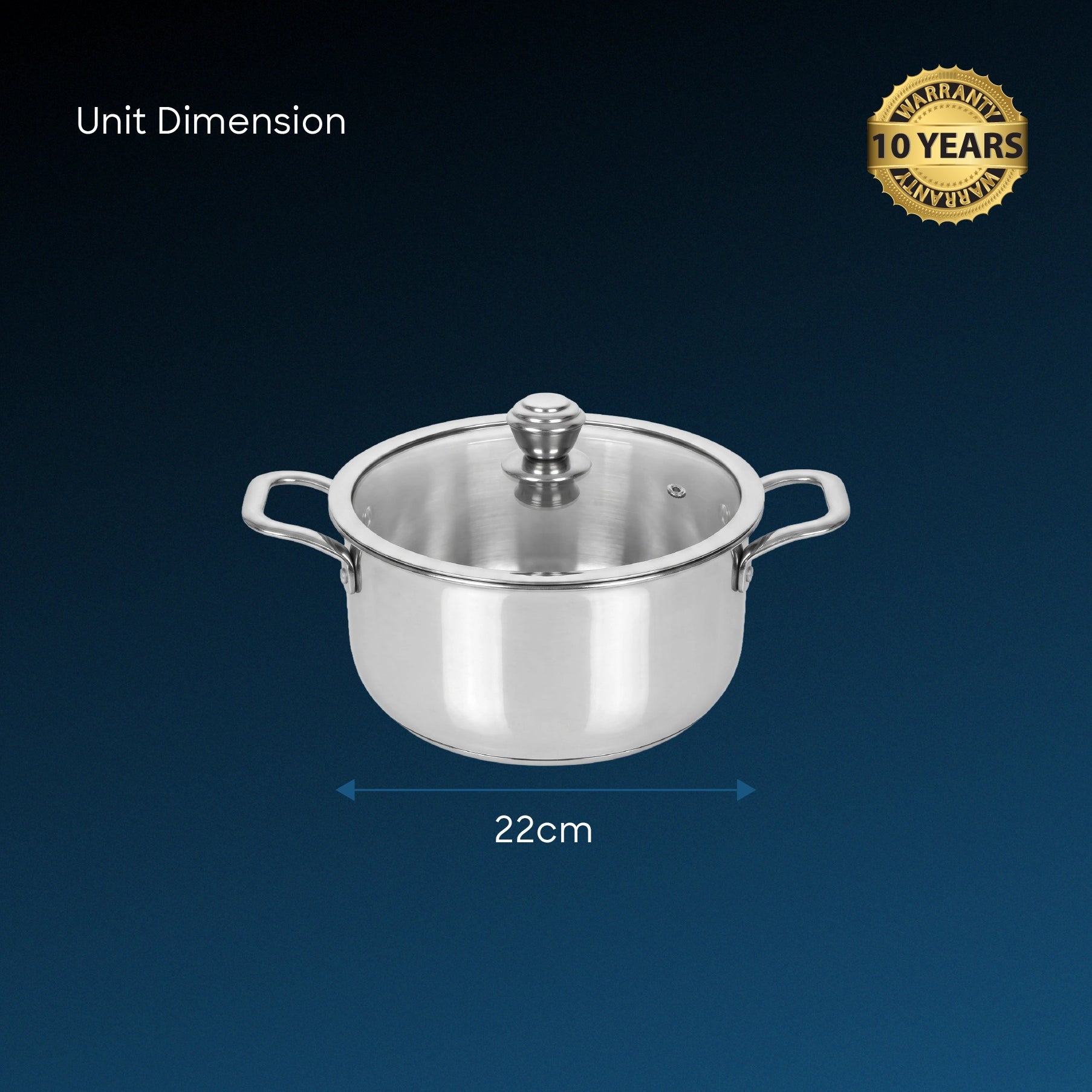 Sanford SF15212SP 22cm Tri-ply SaucePot – unit dimensions and measurements