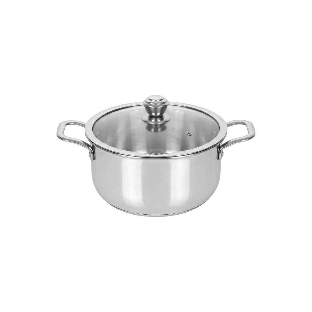 Sanford SF15213SP 24cm Tri-ply Stainless Steel SaucePot with lid – front view on white background
