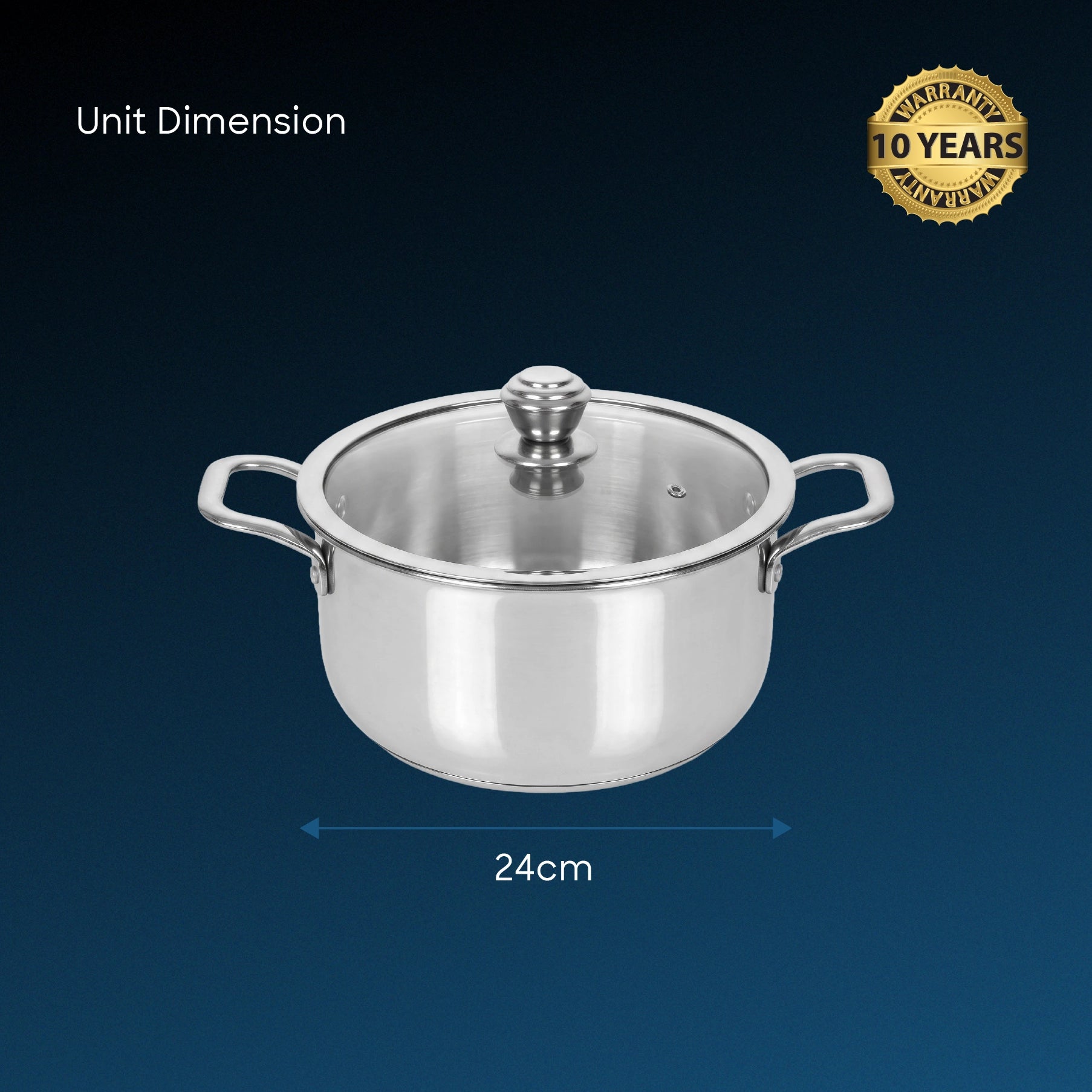 Sanford SF15213SP 24cm Tri-ply SaucePot – unit dimensions and measurements