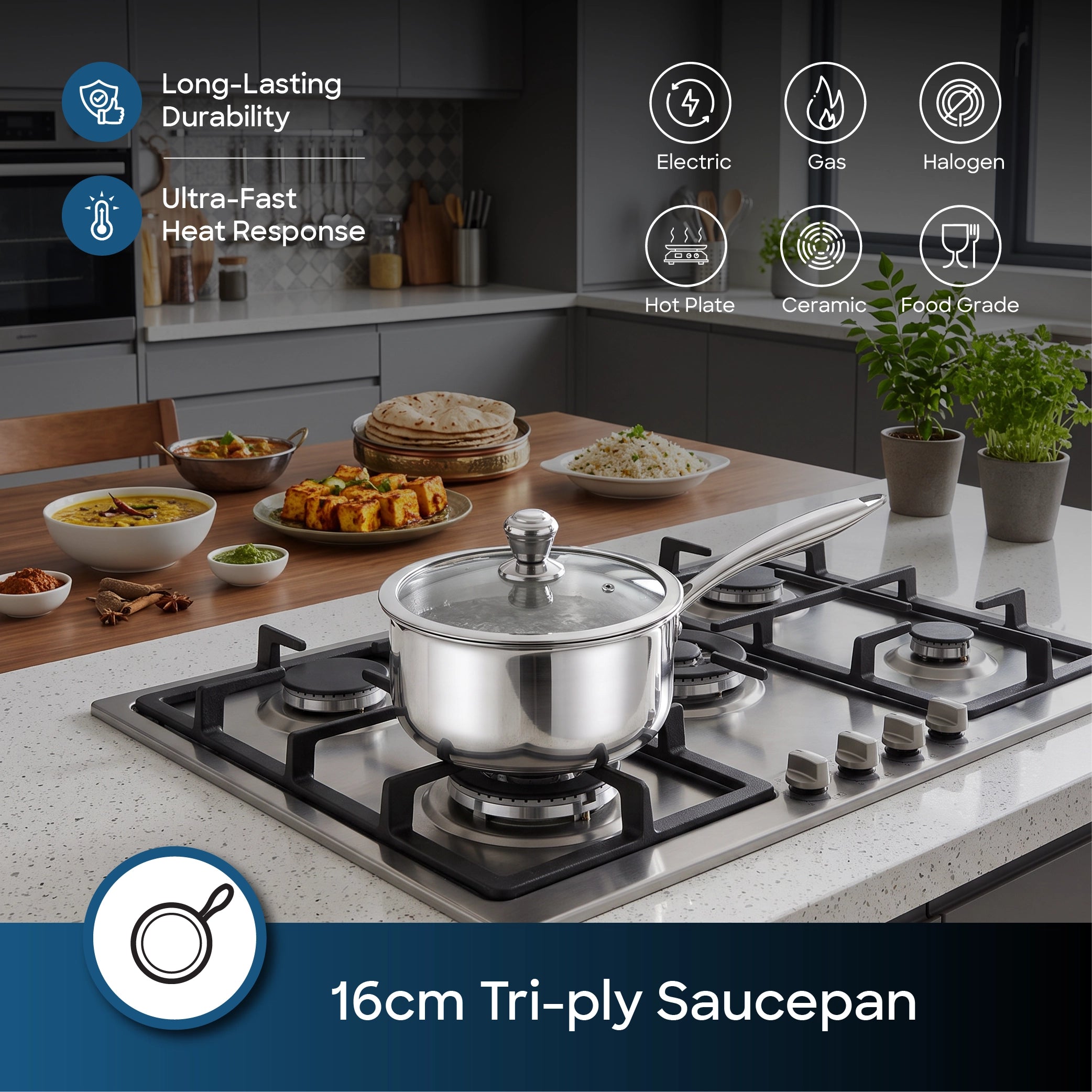 Sanford SF15218SP Tri-Ply Saucepan – 16cm size, all-cooktop compatible