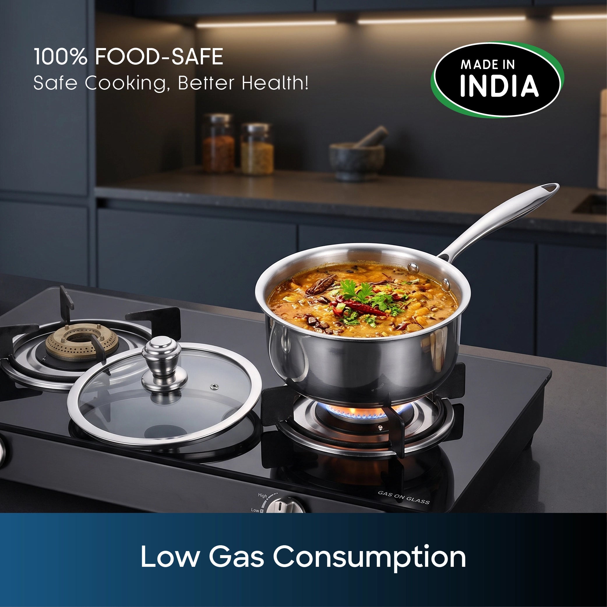 Sanford SF15218SP Tri-Ply Saucepan – food-safe, low gas consumption