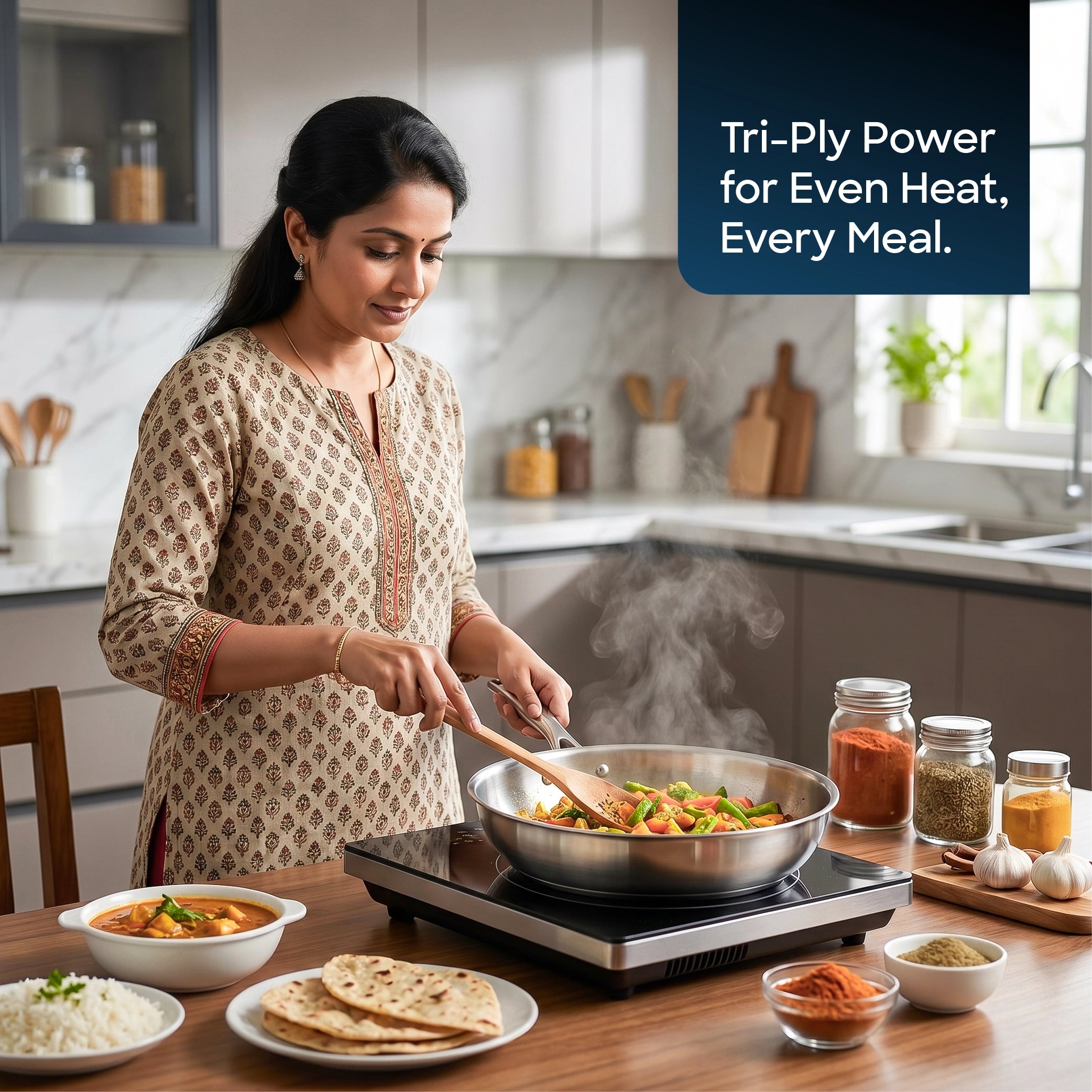 Sanford Tri Ply Stainless Steel Frying Pan 22cm Induction Compatible 3 Layer - SF15228FP-A - Sanford India