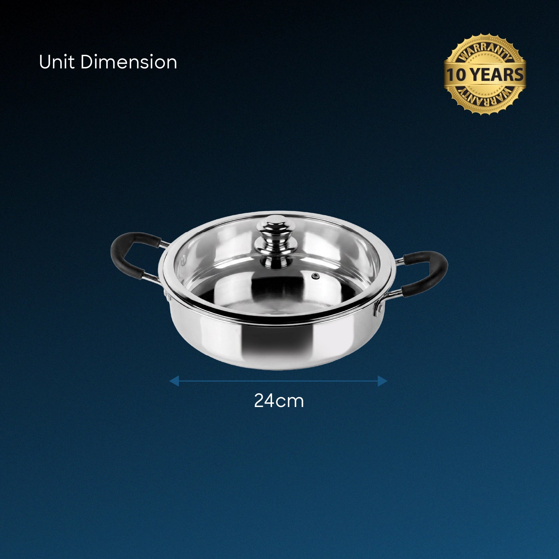Sanford SF15252MP 24cm Tri-ply Multipan – unit dimensions and measurements