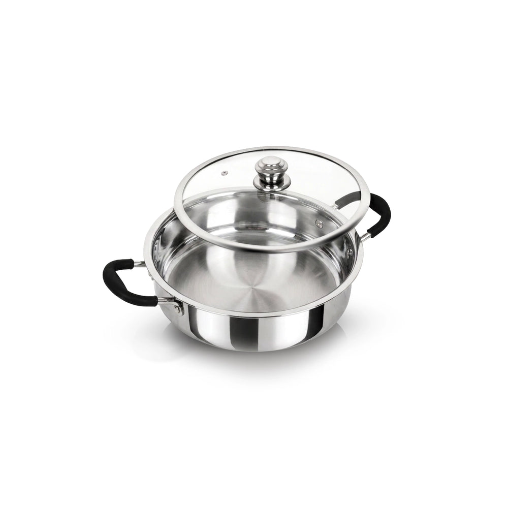 Sanford SF15253MP 26cm Tri-ply Stainless Steel Multipan with lid – front view on white background