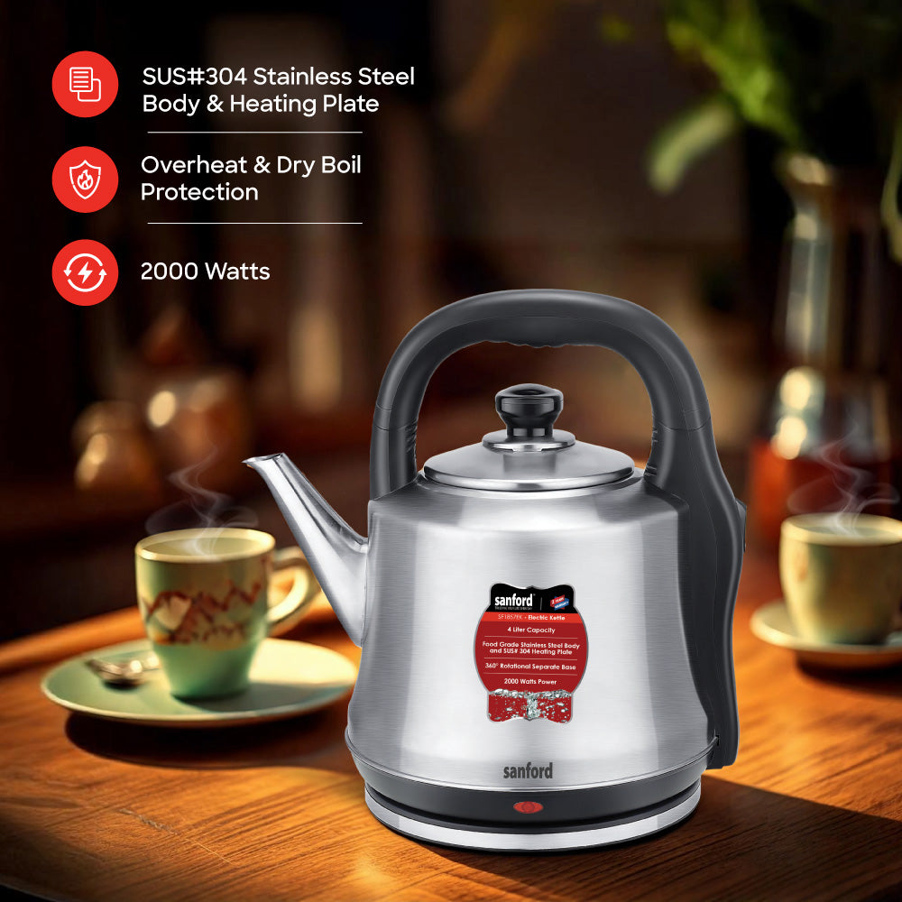 Sanford 4 Litre Electric Kettle with Stainless Steel Body and 2000W Power | SF1857EK - Sanford India