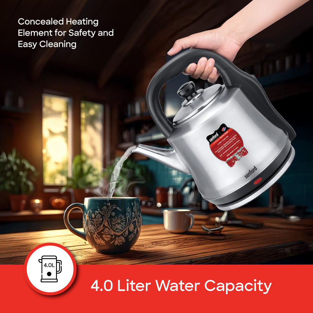 Sanford 4 Litre Electric Kettle with Stainless Steel Body and 2000W Power | SF1857EK - Sanford India