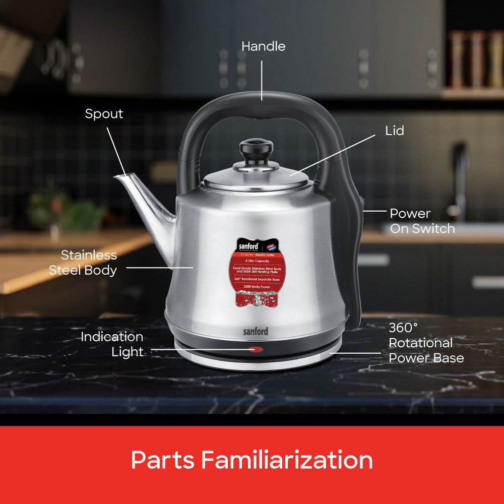 Sanford 4 Litre Electric Kettle with Stainless Steel Body and 2000W Power | SF1857EK - Sanford India