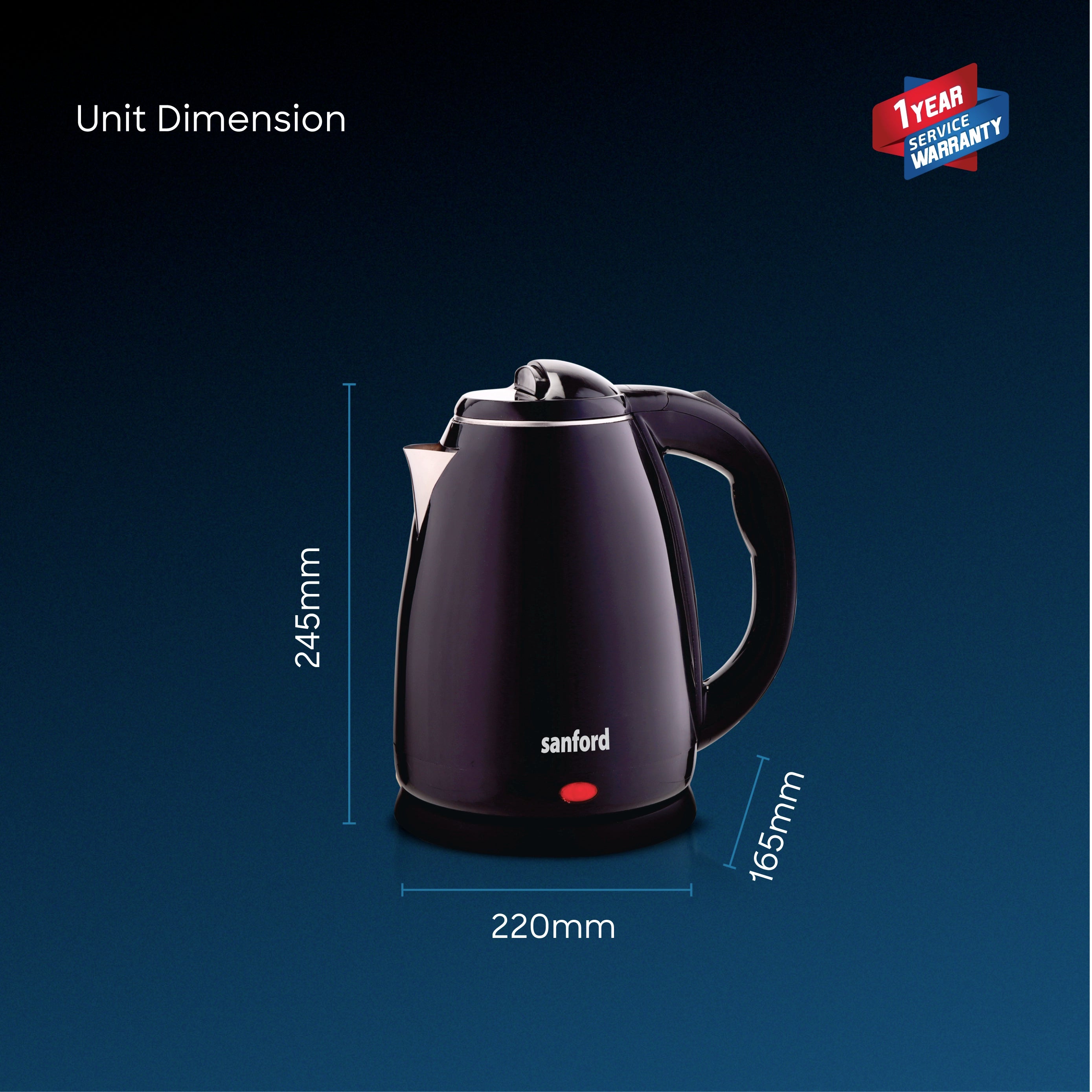 Sanford electric kettle SF1891EK red body design with cordless 360 degree swivel base
