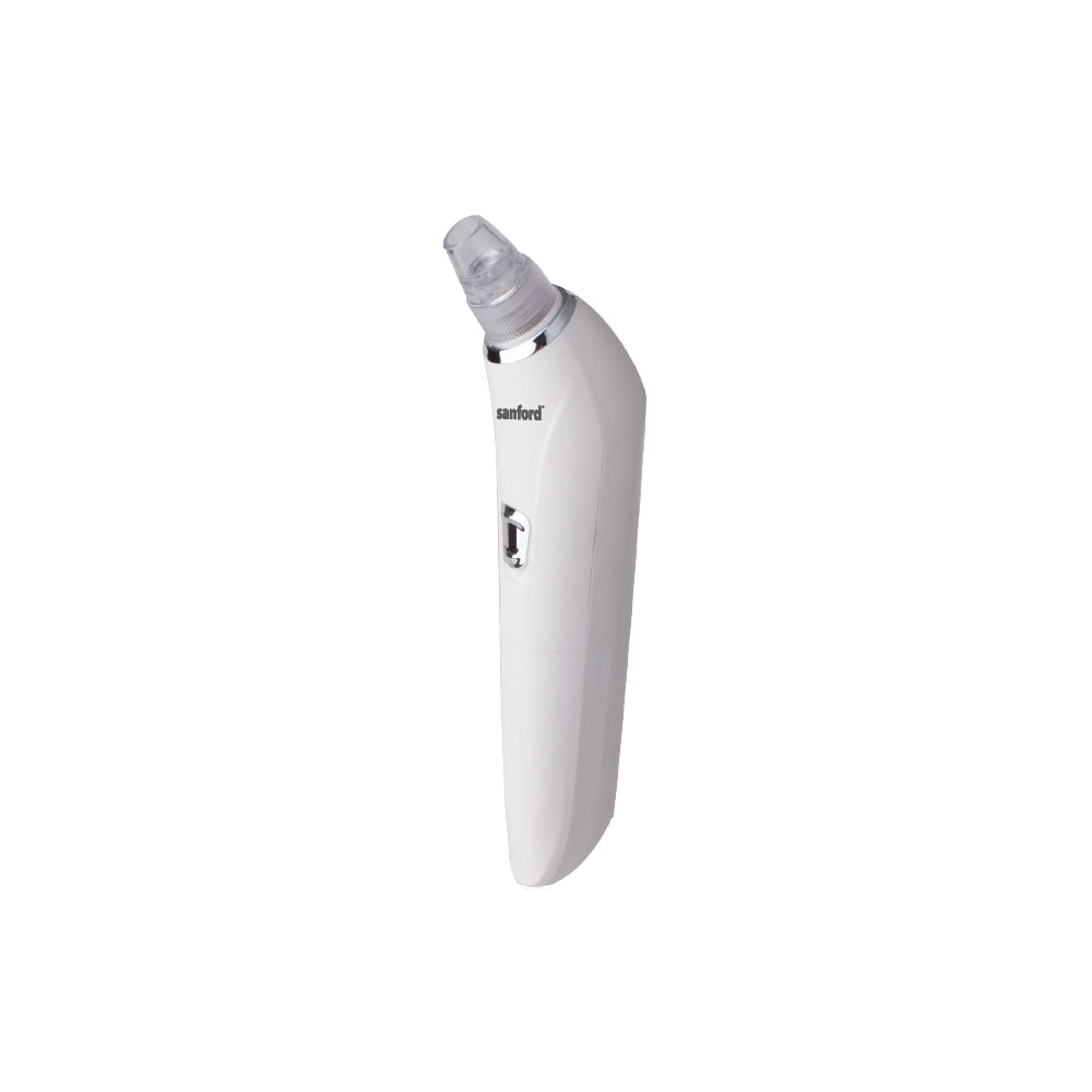 Sanford 6-in-1 Pore Cleaner – front view of the white handheld skincare device on a white background.