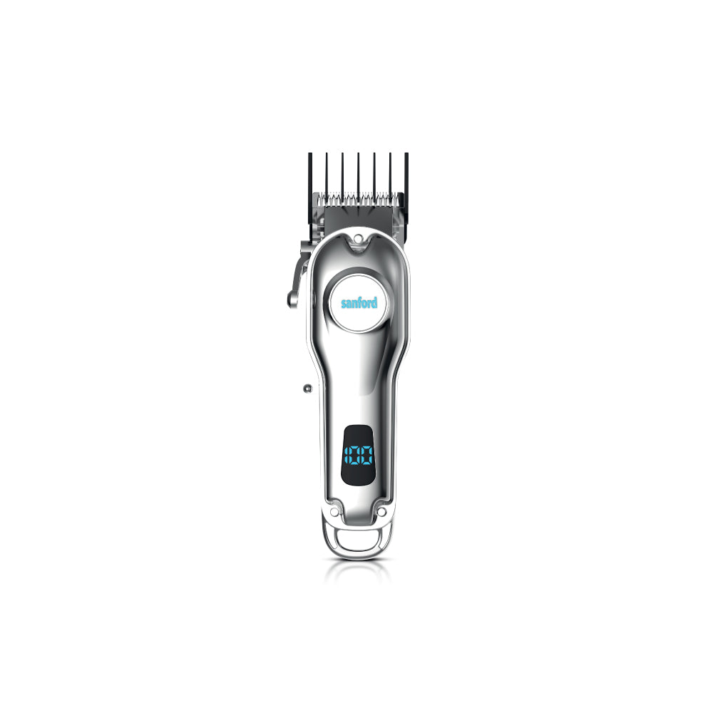 Hair clipper with digital display on a white background