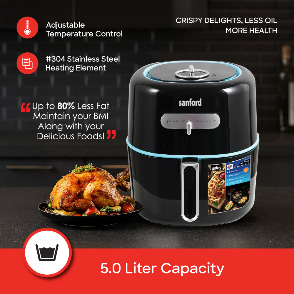 Sanford 5L Air Fryer with 360° Hot Air Circulation and Timer Function | SF2450AF - Sanford India