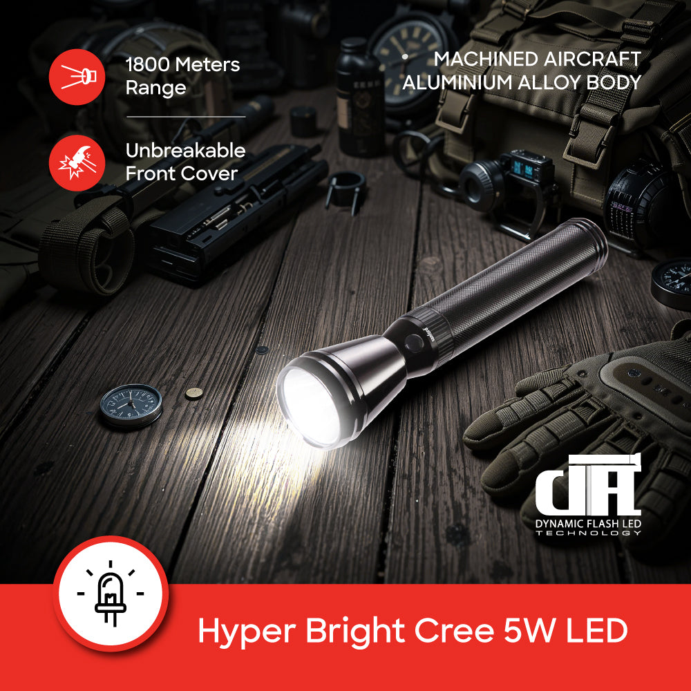 Sanford Army Series Rechargeable LED Search Light with 1800 Meter Beam | SF2640SL 2D - Sanford India