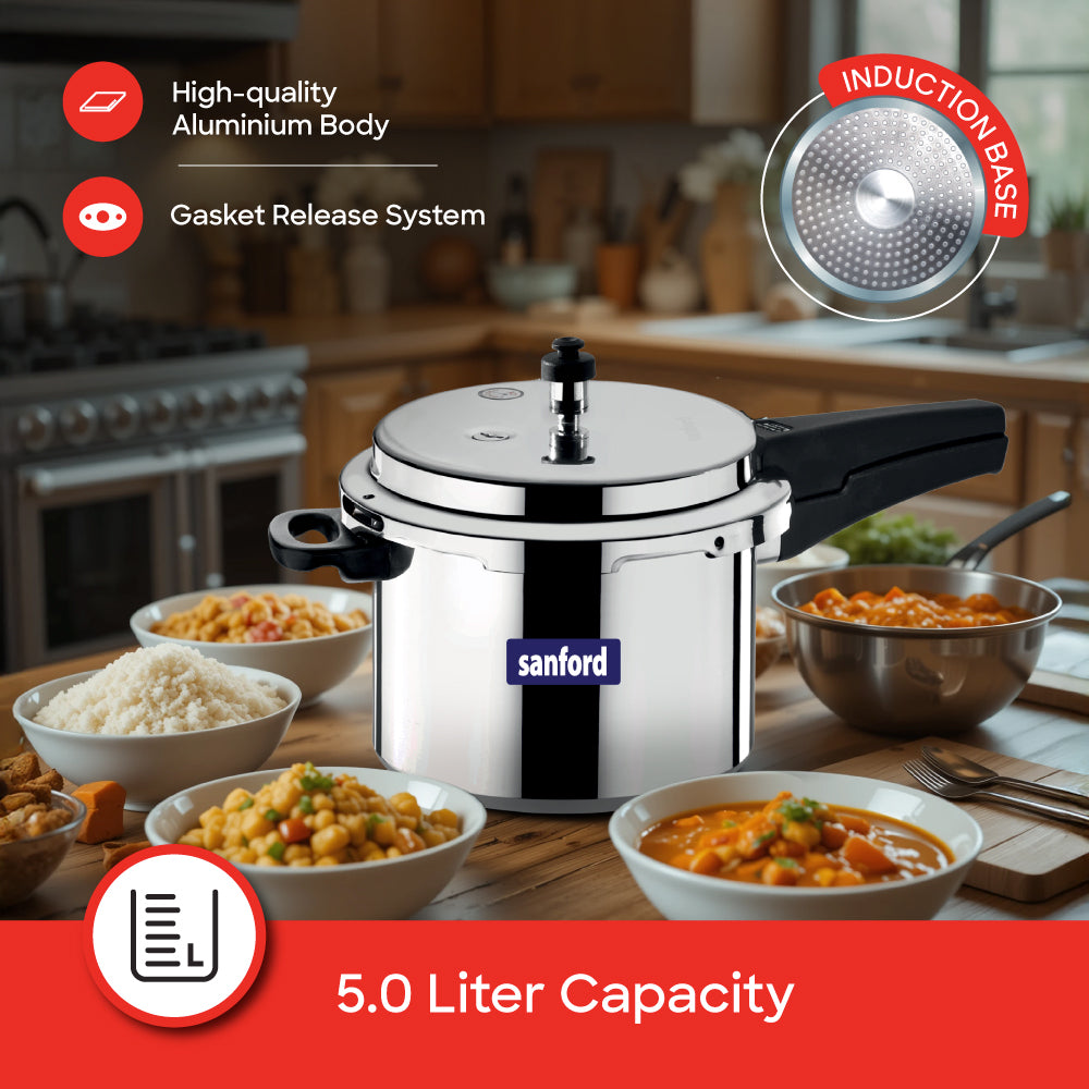 Sanford 5 Litre Aluminium Pressure Cooker with Induction Base | SF3253PC - Sanford India