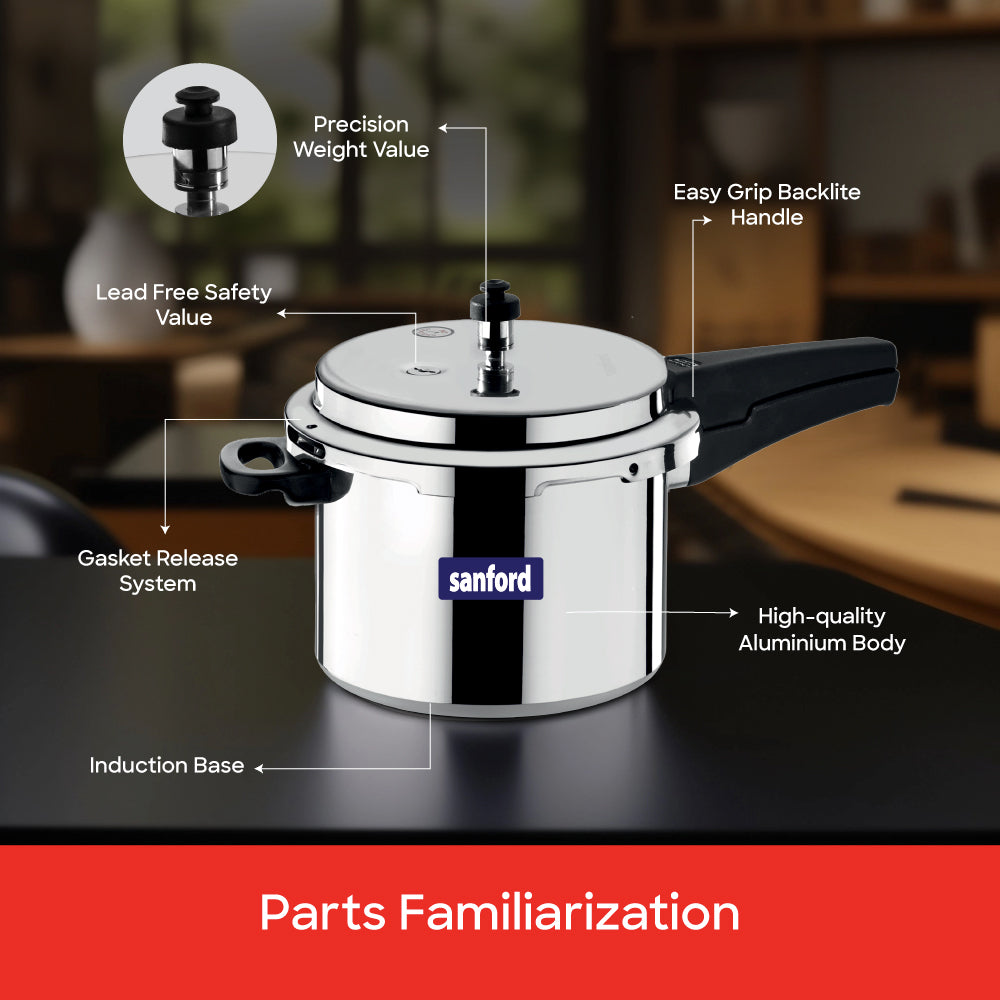 Sanford 5 Litre Aluminium Pressure Cooker with Induction Base | SF3253PC - Sanford India