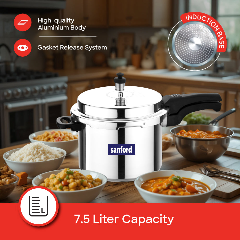 Sanford 7.5 Litre Aluminium Pressure Cooker with Induction Base | SF3254PC - Sanford India