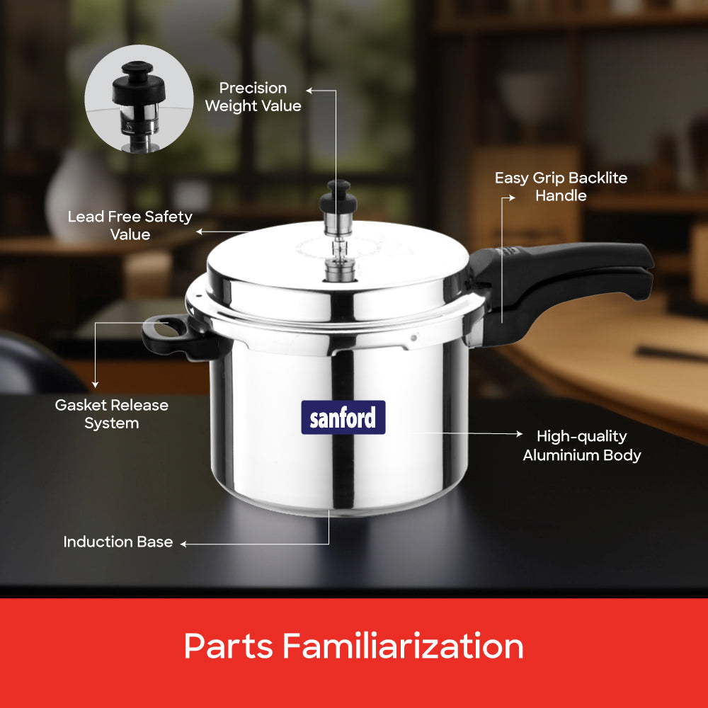 Sanford 7.5 Litre Aluminium Pressure Cooker with Induction Base | SF3254PC - Sanford India
