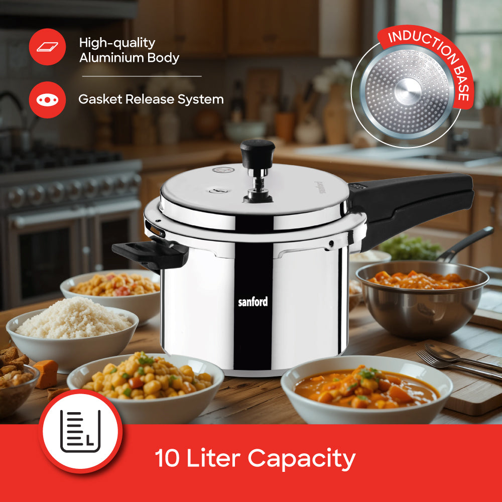 Sanford 10 Litre Aluminium Pressure Cooker with Induction Base | SF3255PC - Sanford India