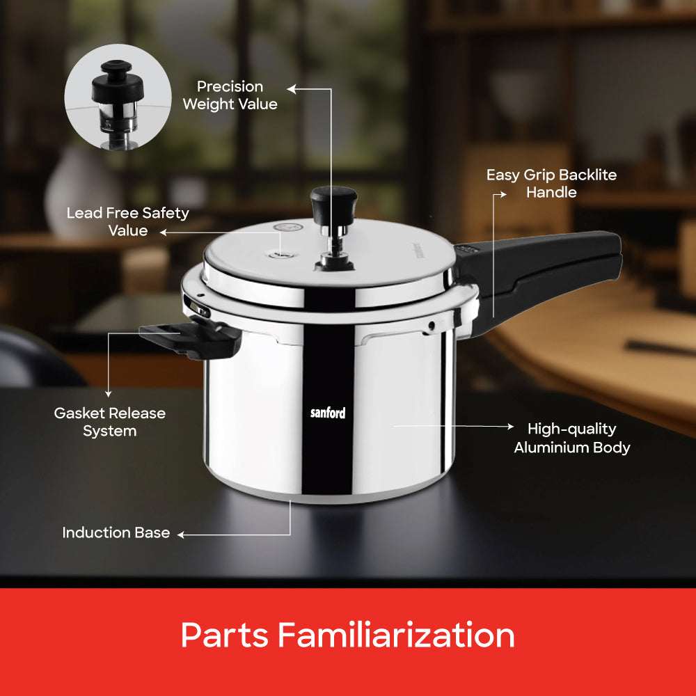 Sanford 10 Litre Aluminium Pressure Cooker with Induction Base | SF3255PC - Sanford India
