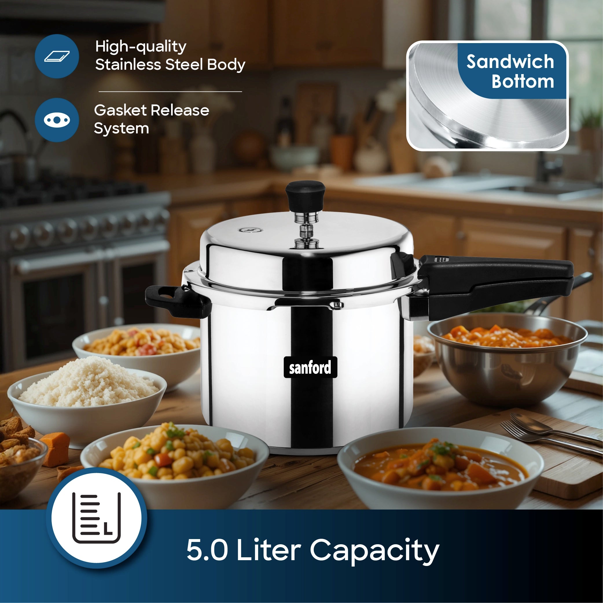 Sanford Stainless Steel Pressure Cooker 5 Litre | SF3259PC