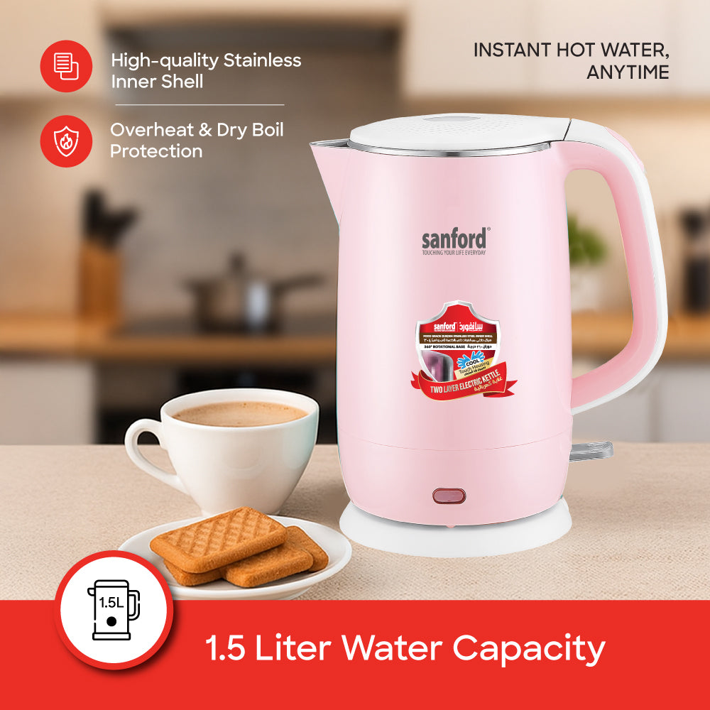 Sanford 1.5L Electric Kettle with Double Layer Protection | SF3353EK - Sanford India