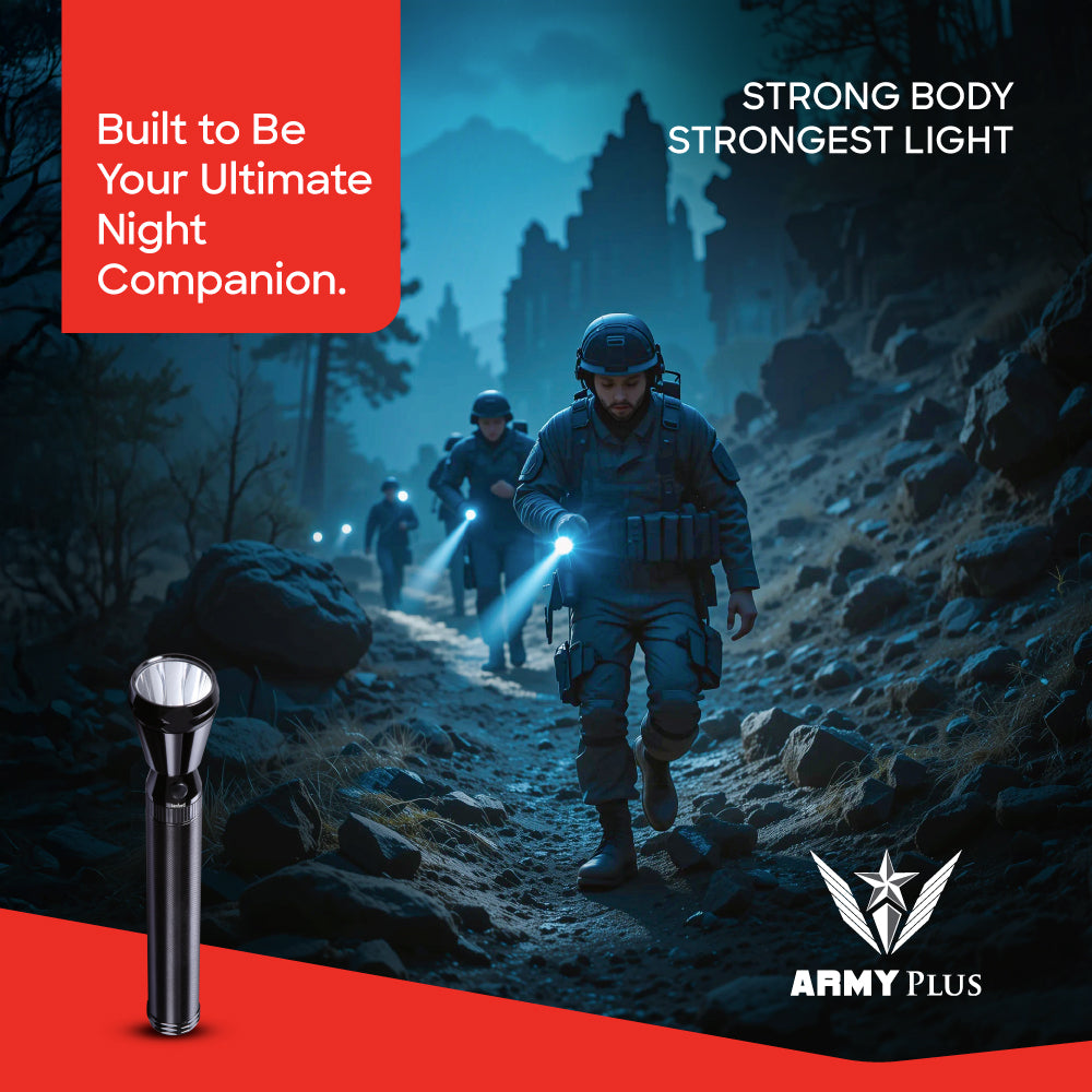 Sanford Army Plus Rechargeable Search Light with 1900 Meter Beam Range | SF4124SL 3D - Sanford India