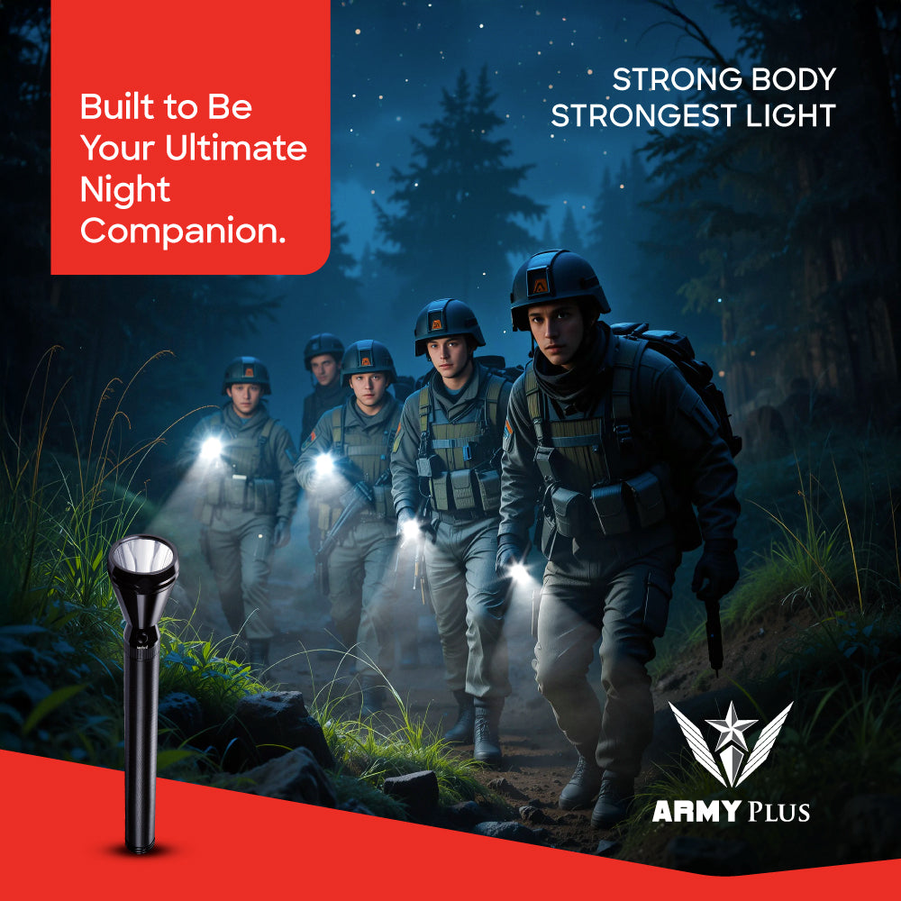Sanford Army Plus Rechargeable LED Torch 3000 Metre Range (SF4127SL-4D-BH) - Sanford India