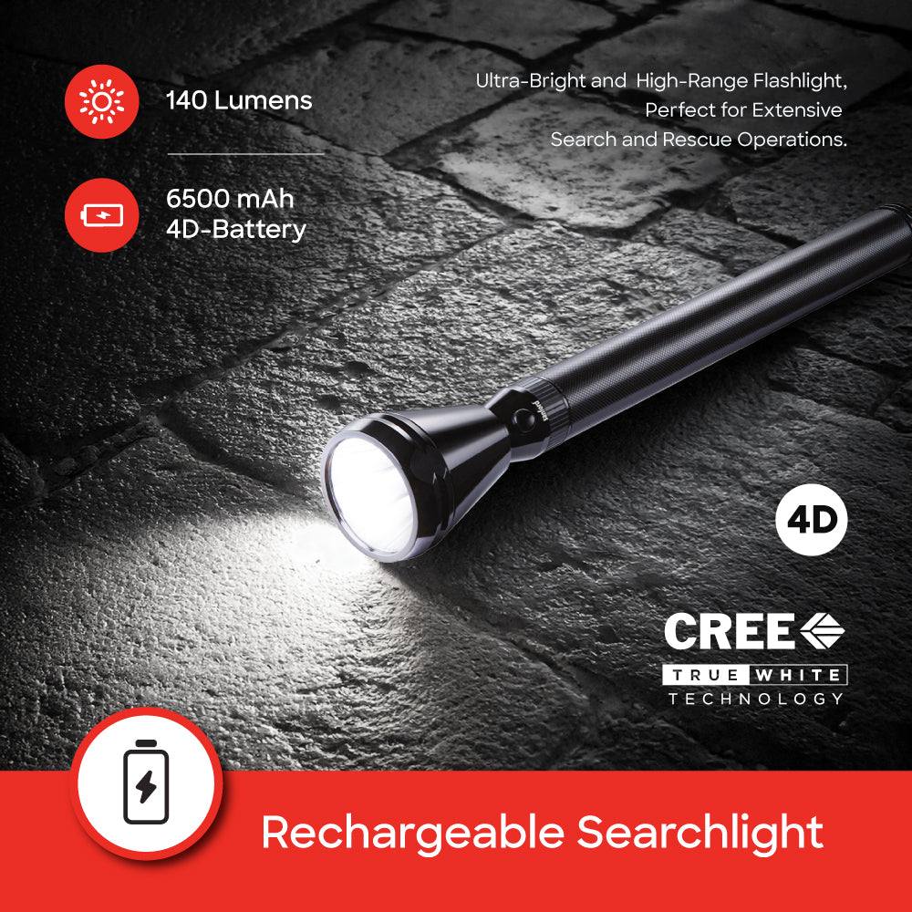 Sanford Army Plus Rechargeable LED Torch 3000 Metre Range (SF4127SL-4D-BH) - Sanford India