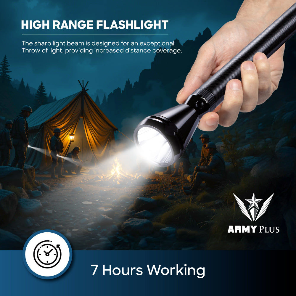 Sanford Army Plus Rechargeable LED Torch 3000 Metre Range (SF4127SL-4D-BH) - Sanford India