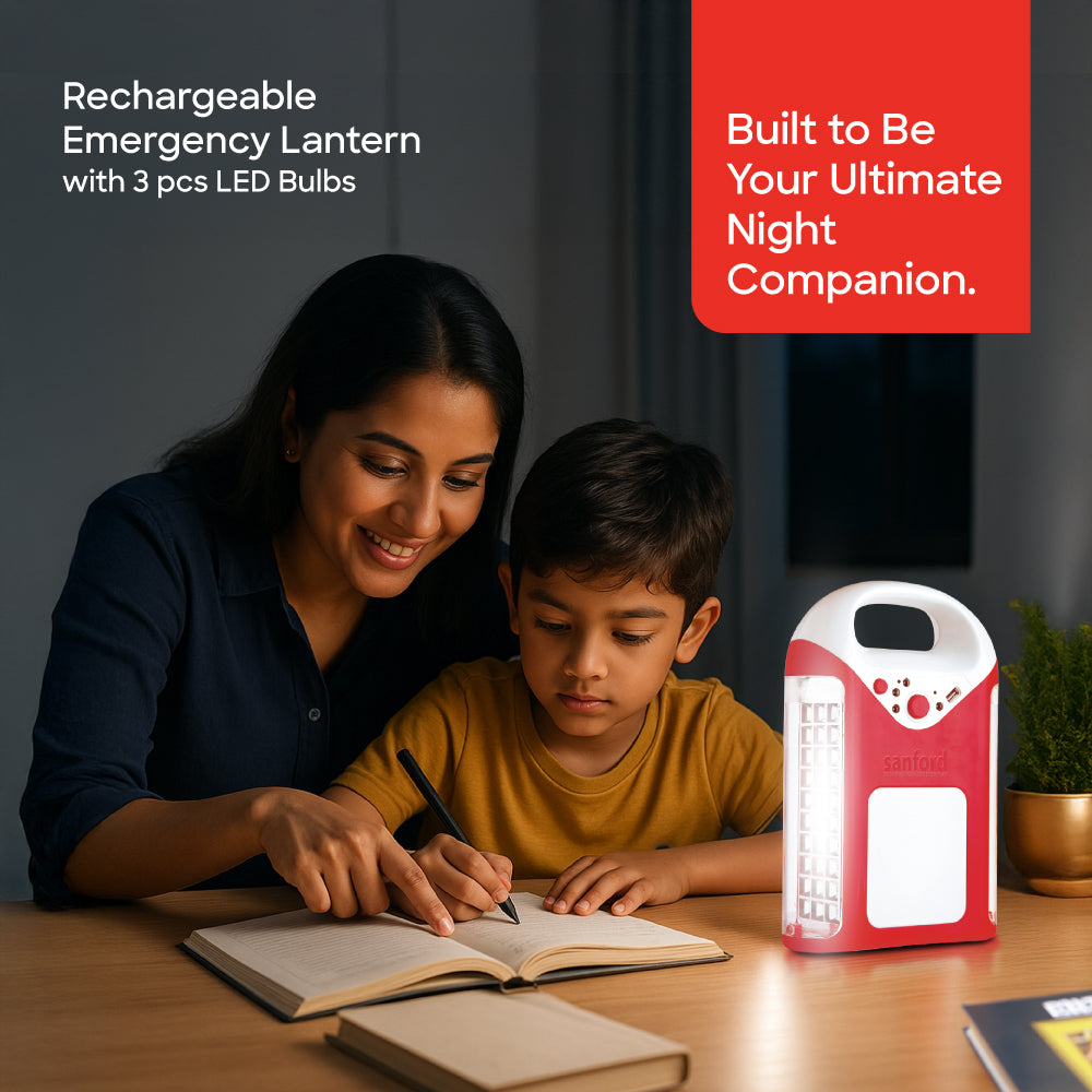 Sanford Rechargeable Emergency Lantern with 3 LED Bulbs, Power Bank & Solar Charging | SF4350SEL