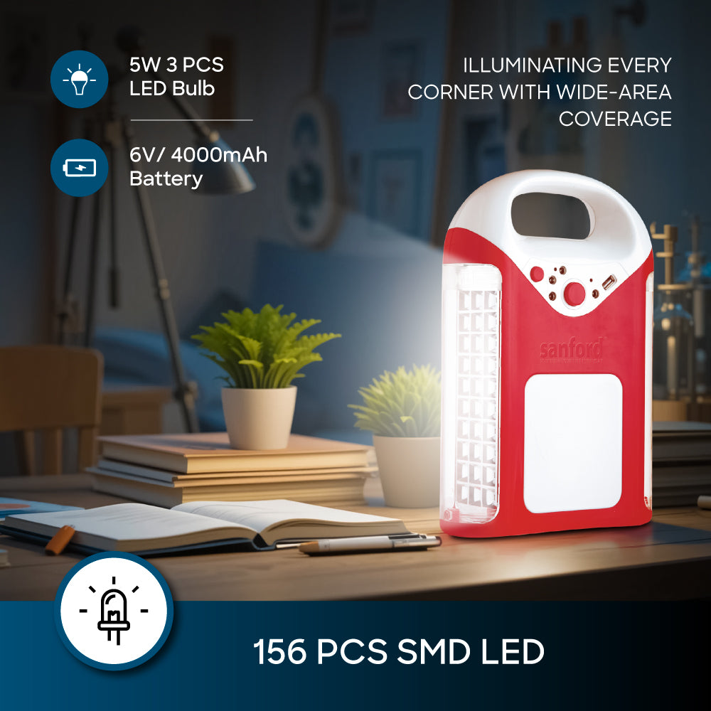 Sanford LED Emergency Light Rechargeable 3 Bulbs Power Bank Solar (SF4350SEL) - Sanford India