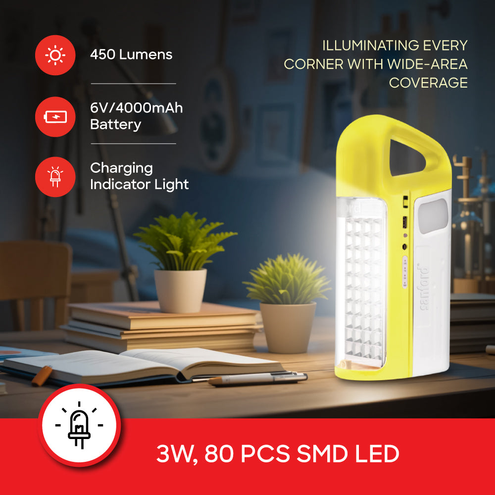 Sanford 80 LED Rechargeable Lantern with 60 Hour Backup and Solar Slot | SF454EL - Sanford India