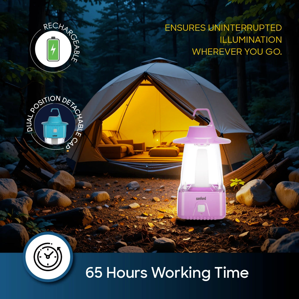 Portable rechargeable emergency lantern for home and outdoor use.