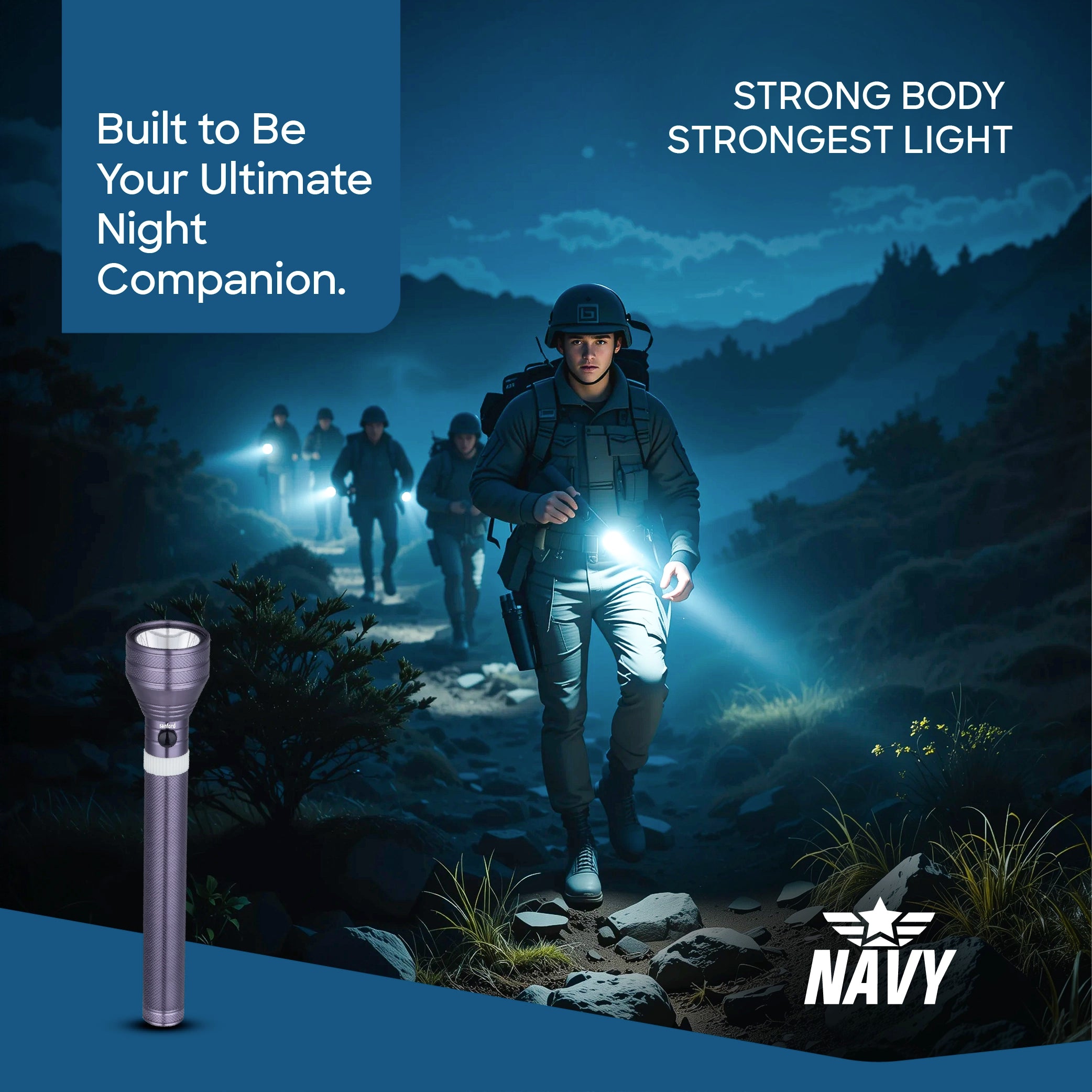 Sanford LED Torch Flashlight Navy Series Rechargeable Long-Range 2800m – SF4663SL - Sanford India
