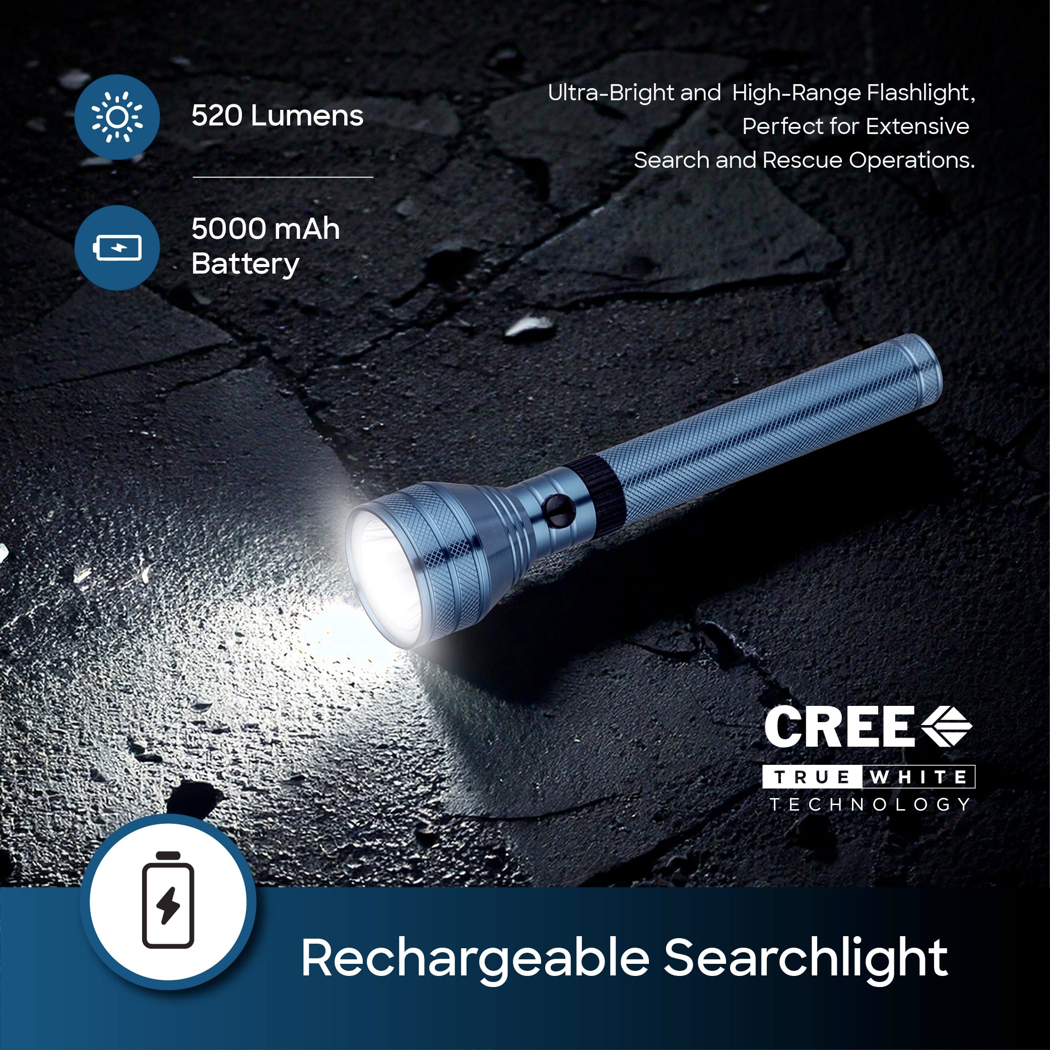 Sanford LED Torch Flashlight Navy Series Rechargeable Long-Range 2800m – SF4663SL - Sanford India