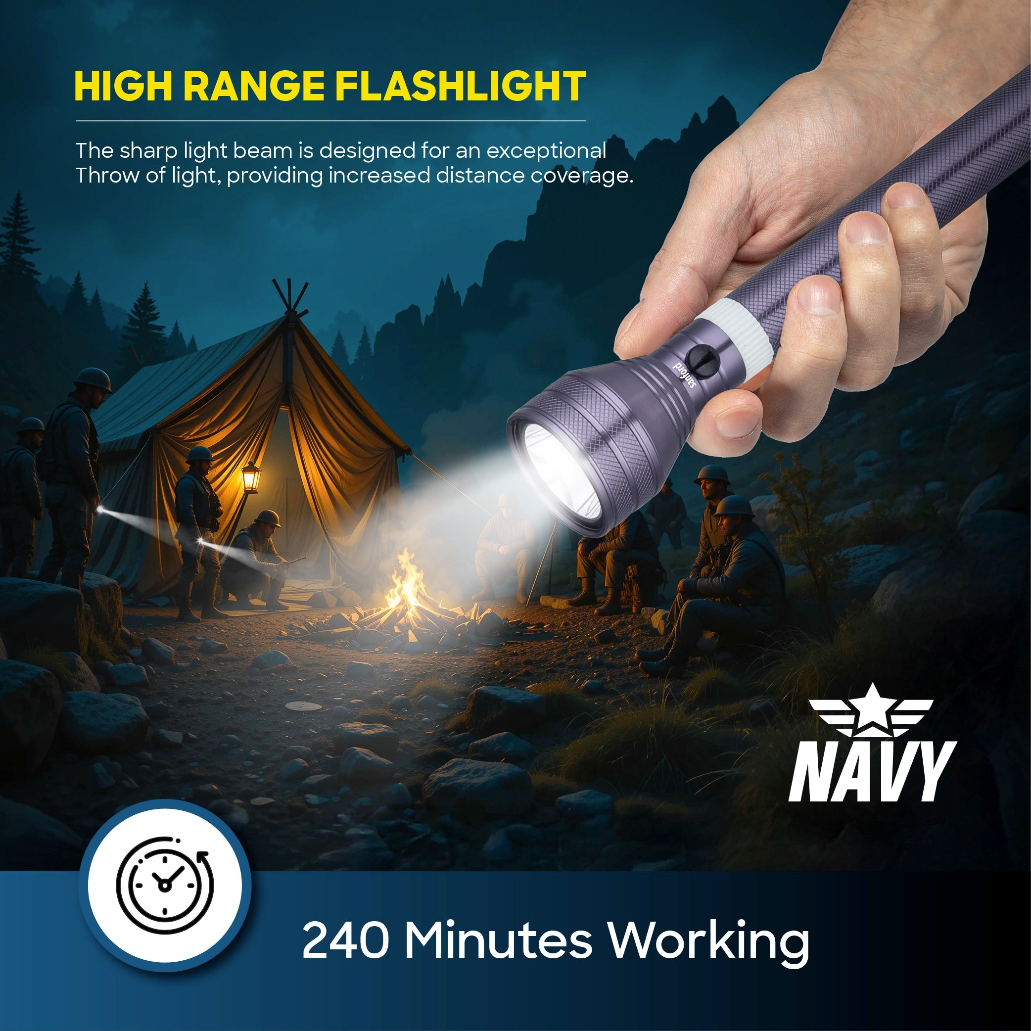 Sanford LED Torch Flashlight Navy Series Rechargeable Long-Range 2800m – SF4663SL - Sanford India