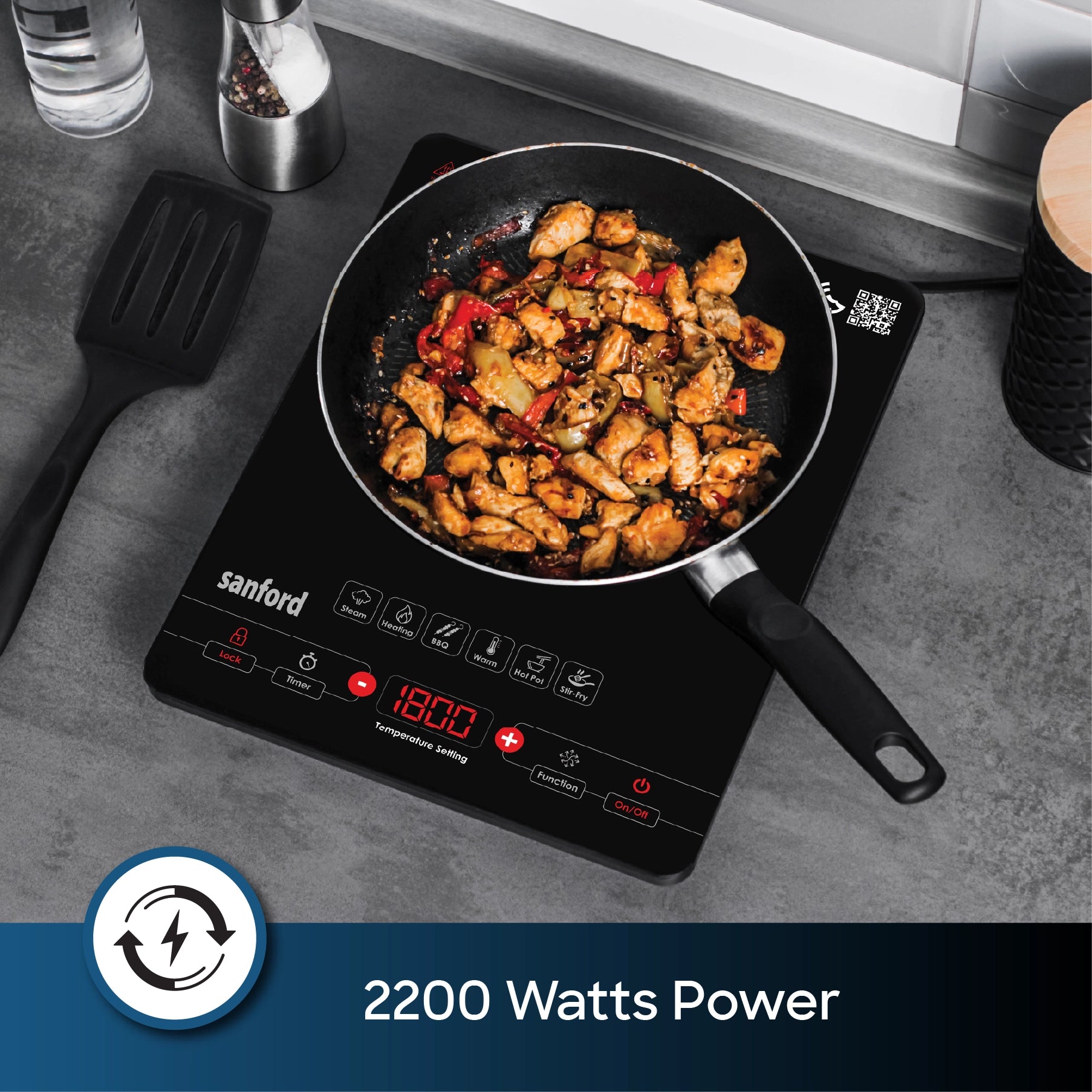 Sanford SF5160IC Infrared Cooker – 2200 watts power feature callout