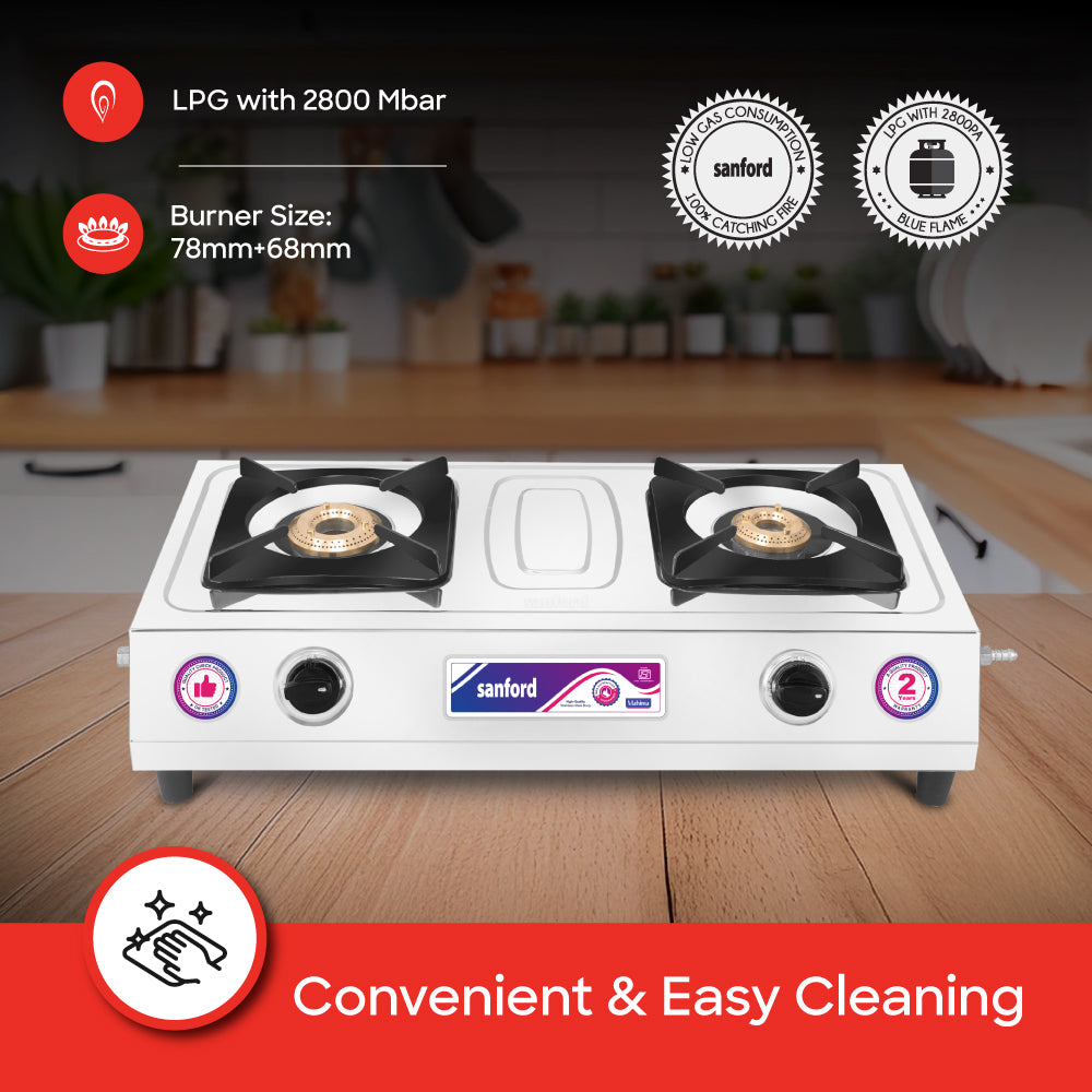 Sanford Mahima 2 Burner Gas Stove with Brass Burners | SF5223GC - Sanford India